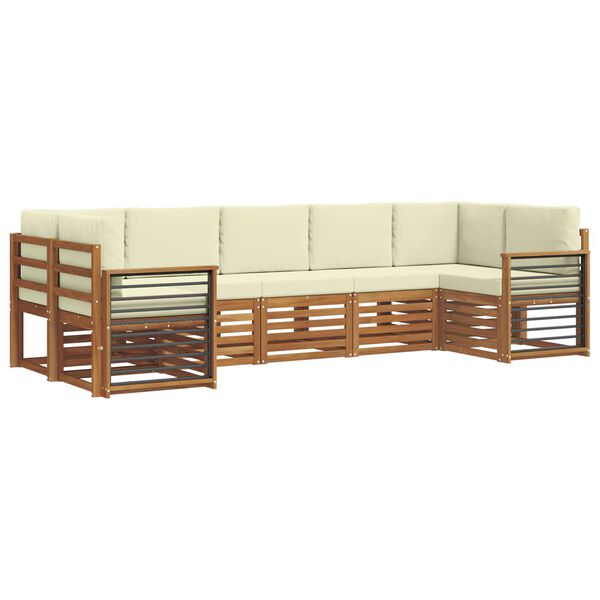 vidaXL Sofa-Sets 7 pcs Natuurlijk en Cr&egrave;me Massief Acaciahout
