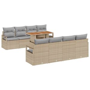 vidaXL Tuin Sofa Set met kussen met kussen 9 pcs Beige en Grijs