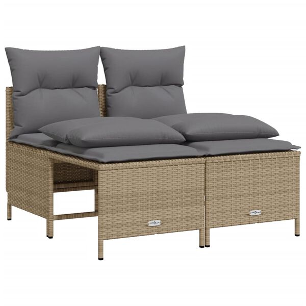 vidaXL 5-delige Loungeset met kussens poly rattan beige