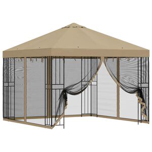 vidaXL Tuin Gazebo met Zijwanden 3 x 3 m Beige Polyester en staal