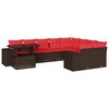vidaXL 10-delige tuinbankset met kussens, bruin polyrotan