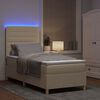vidaXL LED Box Spring Bed met matras Cr&egrave;me 100 x 200 cm Stof
