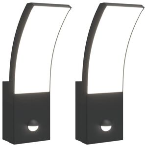 vidaXL Buitenwandlampen 2 st LED met sensors gegoten aluminium zwart