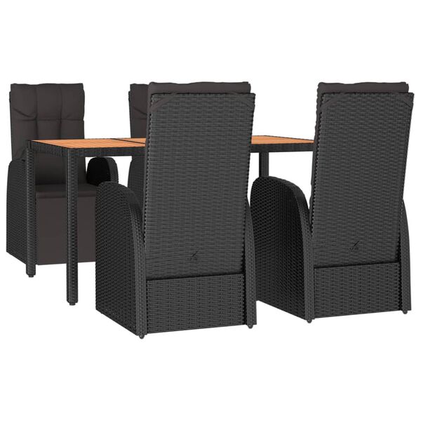 vidaXL 5-delige Tuinset poly rattan en massief acaciahout zwart