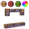 vidaXL TV Wand Eenheden met LED 6 pcs Oud Hout Bewerkt hout