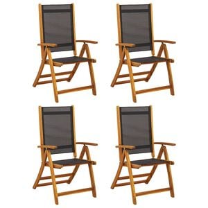 vidaXL Klapstoelen 4 stuks van massief acaciahout en textilene