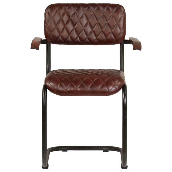 vidaXL Eetkamerstoelen 2 st met armleuningen echt leer bruin