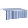 vidaXL Uitschuifbare luifel Blauw en Wit 400 x 200 cm
