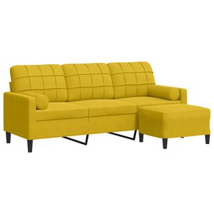 vidaXL Driezitsbank met voetenbank 180 cm fluweel geel