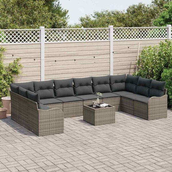 vidaXL Tuin Sofa Set Grijs poly rattan