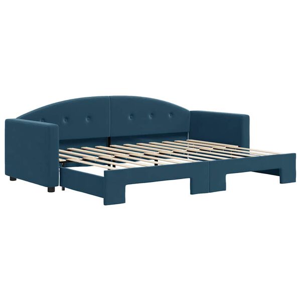 vidaXL Slaapbank met onderschuifbed 80x200 cm fluweel blauw