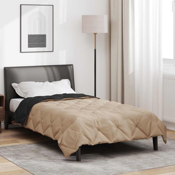 vidaXL Zomer Dekbed Zwart en Taupe 220 x 135 cm Microfiber
