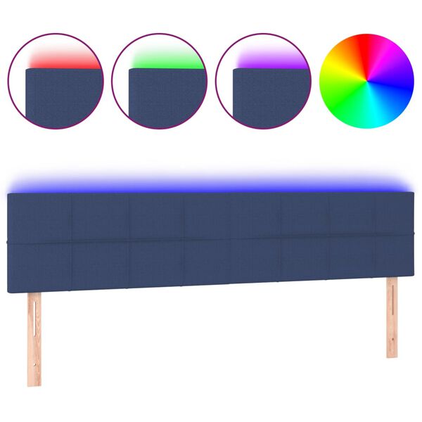 vidaXL Hoofdbord LED 160x5x78/88 cm stof blauw