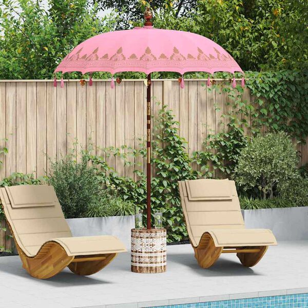 vidaXL Balinese parasol met basis Roze 185 x 185 x 260 cm