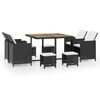 vidaXL 9-delige Tuinset poly rattan en acaciahout zwart