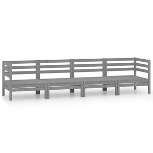 vidaXL 4-delige Loungeset massief grenenhout grijs