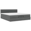 vidaXL Ottoman bed met matrassen en LED's 200x200cm stof donkergrijs