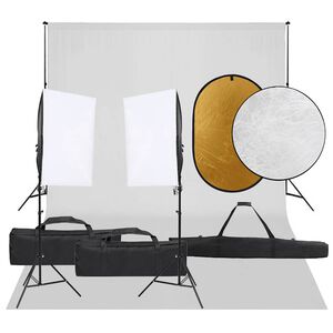 vidaXL Fotostudioset met verlichtingsset, achtergrond en reflector