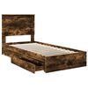 vidaXL Opslag bed met lade Gerookt eiken 75 x 190 cm Bewerkt hout