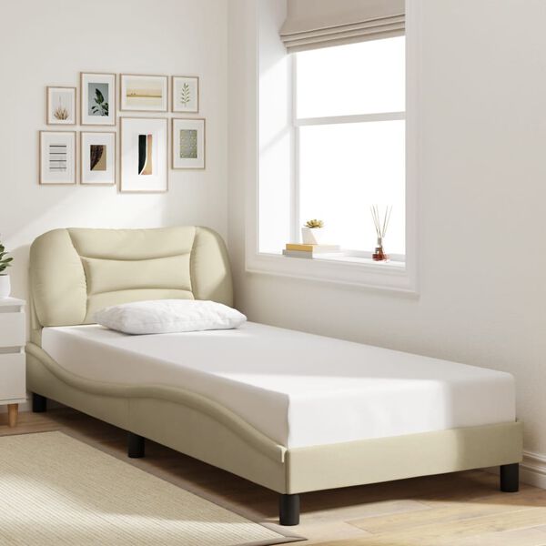 vidaXL Bedframe zonder matras "Hvar" 90x190 cm stof crèmekleurig