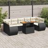 vidaXL 8-delige Loungeset met kussens poly rattan zwart