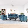 vidaXL 3-delige Loungeset met kussens fluweel blauw