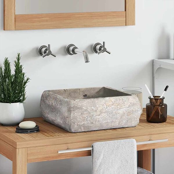 vidaXL Gootsteen 30x30x13 cm marmer grijs