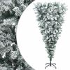 vidaXL Ondersteboven kunstkerstboom 150 cm PVC en staal Groen en Wit