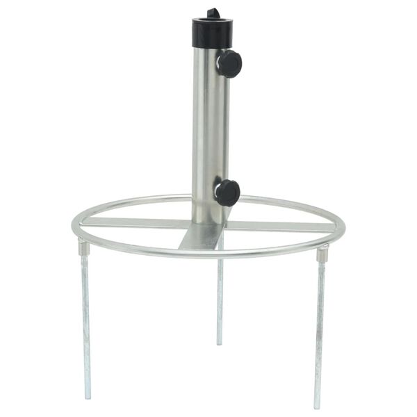 vidaXL Parasolvoet met grondpennen voor &Oslash;38/48 mm staal zilverkleurig