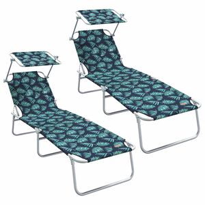 vidaXL Ligstoel 2 st Polyester Groen