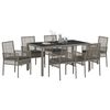 vidaXL Tuin eettafelset 7 pcs Grijs poly rattan