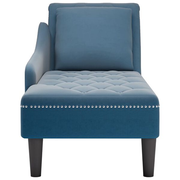 vidaXL Chaise longue met kussen en rechterarmleuning fluweel blauw