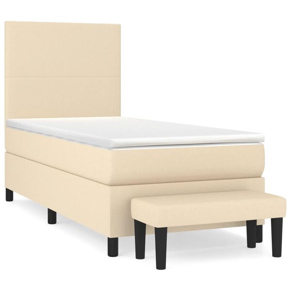 vidaXL Boxspring met matras stof cr&egrave;mekleurig 90x190 cm