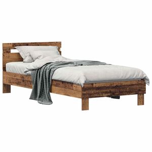 vidaXL Bedframe met hoofdeinde Oudhout 98.5 x 200 cm Bewerkt hout