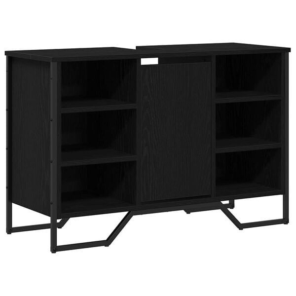 vidaXL Badkamertenk te kast Zwart Eiken 91 x 35 x 60 cm Bewerkt hout
