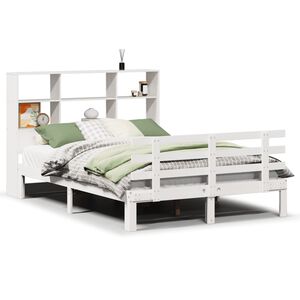 vidaXL Bed met boekenkast zonder matras grenenhout wit 140x200 cm