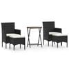 vidaXL 5-delige Bistroset poly rattan en massief acaciahout zwart