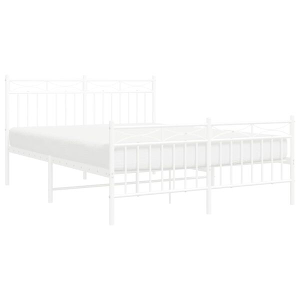 vidaXL Bedframe met hoofd- en voeteneinde metaal wit 140x190 cm