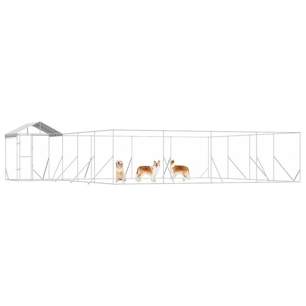 vidaXL Hondenkennel met dak 10x8x2,5 m gegalvaniseerd staal zilver