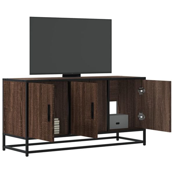 vidaXL Tv-meubel 100x35x50 cm bewerkt hout metaal bruin eikenkleur