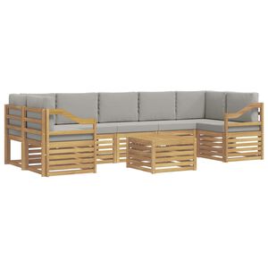 vidaXL Buiten bankenset 8 st Wit en Lichtgrijs Polyester