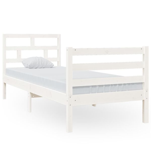 vidaXL Bedframe massief hout wit 75x190 cm
