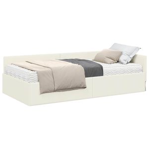vidaXL Hoekbedframe met Matras Anders 2 pcs Cr&egrave;me Fluweel