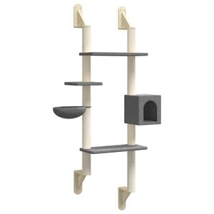 vidaXL Kattenmeubel wandgemonteerd met krabpaal 180 cm donkergrijs