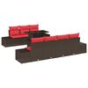 vidaXL Bankstel 8 st 7-Aantal zitplaatsen Bruin en Rood poly rattan