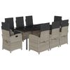 vidaXL 9-delige Tuinset met kussens poly rattan lichtgrijs