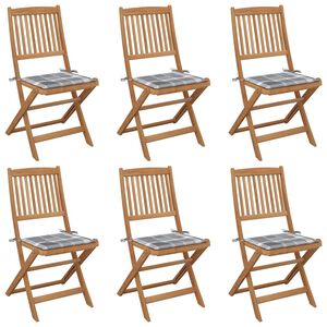 vidaXL Opklapbare stoelen (6 stuks) met kussens, gemaakt van massief acaciahout