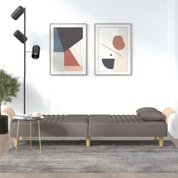 vidaXL Slaapbank met armleuningen stof taupe