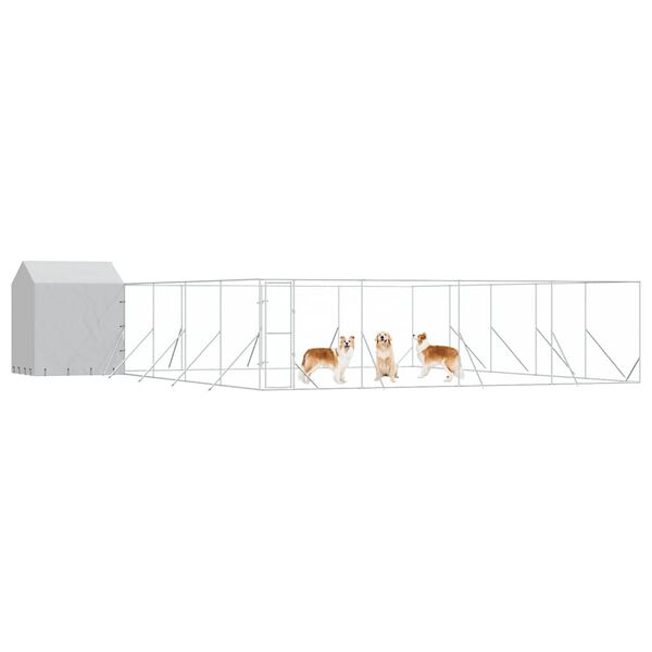 vidaXL Hondenkennel met dak 10x10x2,5 m gegalvaniseerd staal zilver