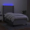 vidaXL Boxspring met matras en LED stof lichtgrijs 90x200 cm